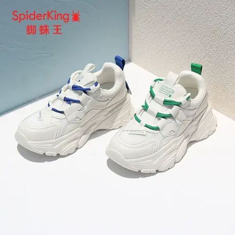 蜘蛛王断码清仓正品女鞋真皮2022秋商场新款老爹鞋女网面ins厚底商品大图