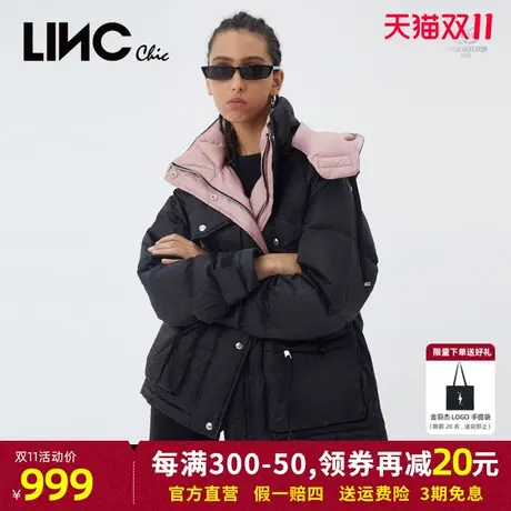 LINC金羽杰羽绒服女2023冬新款反季断码专柜女款派克服短款面包服商品大图