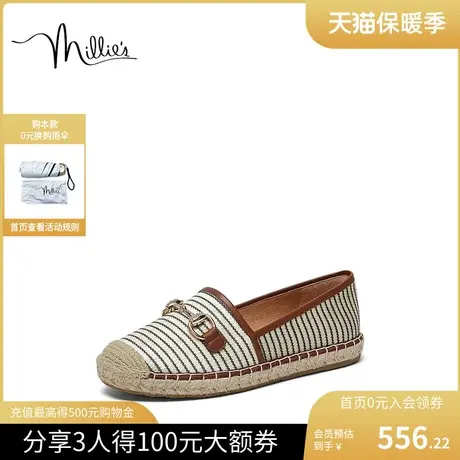 妙丽2023春季新款时尚舒适平底渔夫鞋女单鞋SGG21AA3图片