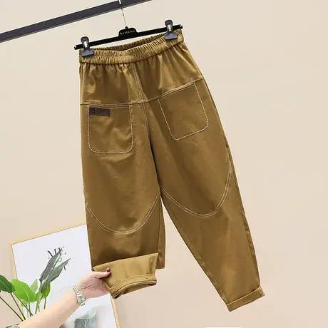 文艺休闲裤女2023春秋款大码宽松显瘦运动裤百搭高腰九分哈伦裤潮商品大图