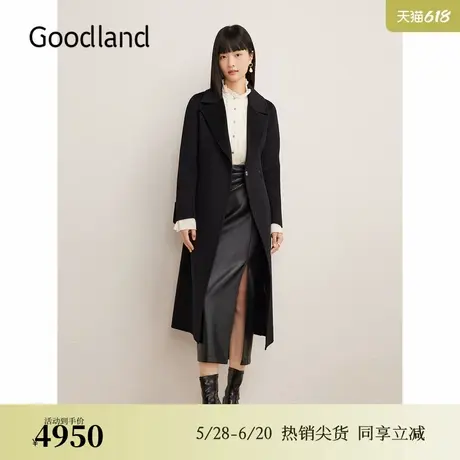 【100山羊绒】Goodland美地2024冬季新款双面毛呢大衣法式外套商品大图