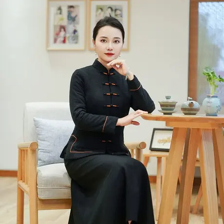 筠雅冬季新款唐装女中国风旗袍小袄夹棉加厚保暖新中式棉衣24J439商品大图