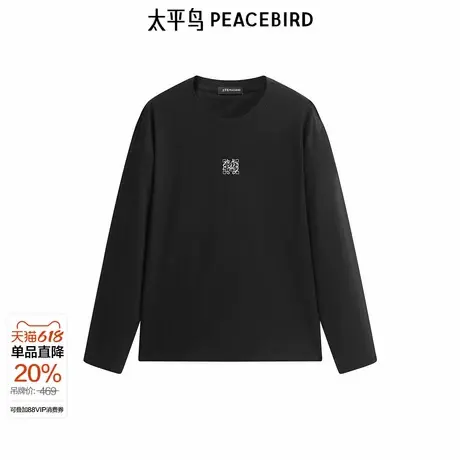 【商场同款】太平鸟男装T恤25春季新款重磅刺绣长袖衫 B1CPF1428商品大图