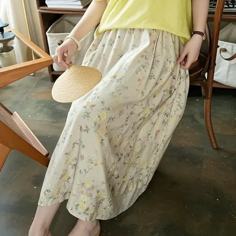 大码女装2025年新款法式复古碎花半身裙女显瘦宽松高腰薄裙子图片