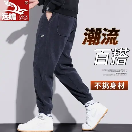 春秋季卫裤男2023新款博澳绒潮牌休闲裤工装束脚哈伦运动裤子男款商品大图