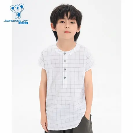 KY真维斯童装衬衫 夏季品 男童时尚舒适纯棉无袖格子衬衫商品大图