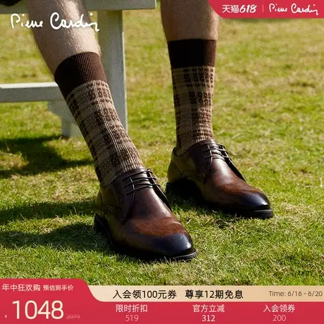 Pierre Cardin/皮尔卡丹25男鞋头层牛皮德比鞋真皮轻底休闲皮鞋商品大图