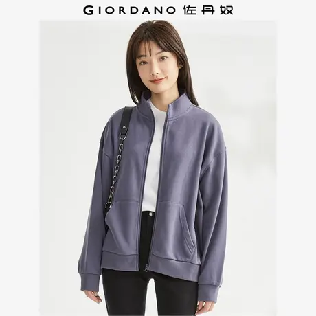 佐丹奴外套女装纯色针织袋鼠兜立领开胸卫衣外套 13373101商品大图