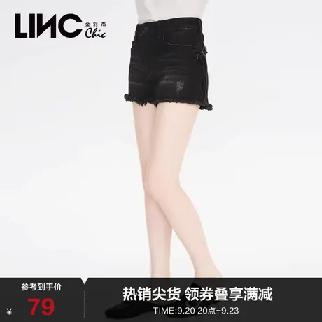 LINCCHIC金羽杰裤子女复古约克绑带棉质牛仔短裤922121图片