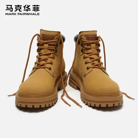 马克华菲马丁靴男夏季英伦复古大黄靴真皮工装靴厚底耐磨靴子男款商品大图