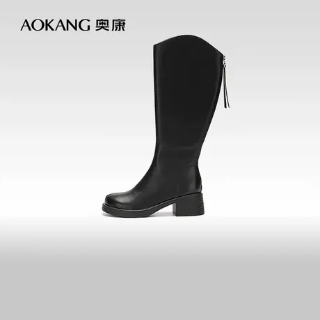 奥康女鞋 冬季新款圆头小个子厚底长筒靴骑士靴时尚百搭时装长靴M商品大图