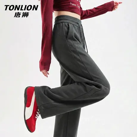 唐狮官方高腰卫裤女2026新款春季美式慵懒运动裤拼接显瘦休闲裤VC图片