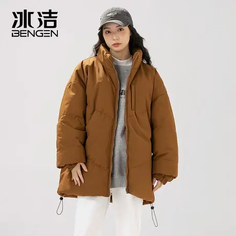 冰洁宽松棉服女2023秋冬季新款简约情侣装学生立领面包服外套MYY商品大图