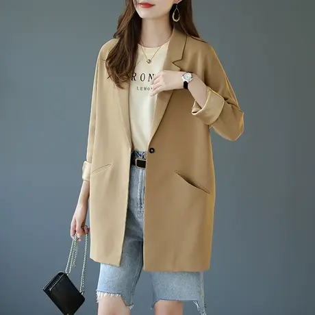 宝诗黎一粒扣职业西装外套休闲小西服女2023秋季新款长袖宽松上衣商品大图
