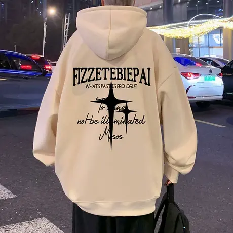 纯棉宽松连帽卫衣男2023新款秋冬季帽衫外套复古港风oversize衣服商品大图