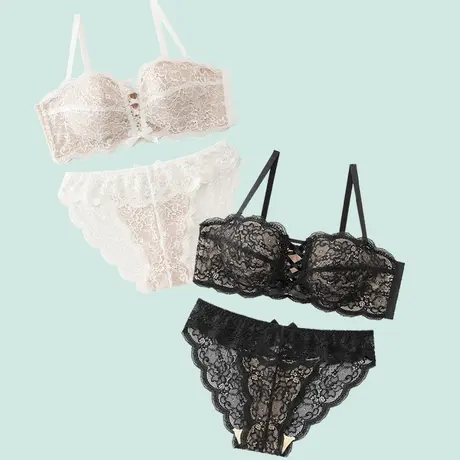 爱美菲露日系女文胸套装女士蕾丝聚拢性感薄款抹胸内衣打底599201图片