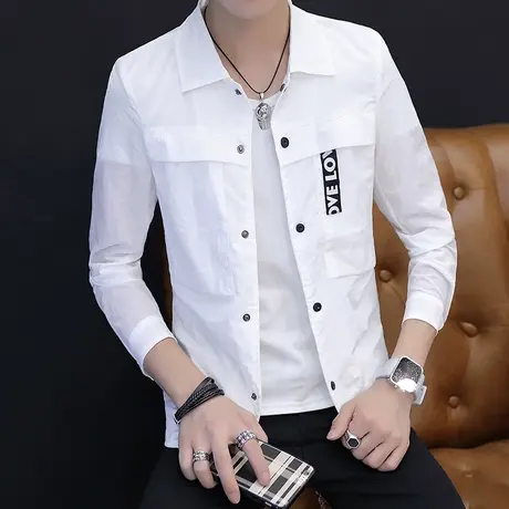 夏季薄款韩版潮流男士翻领防晒衣服透气帅气夏天春夏外套男夹克商品大图