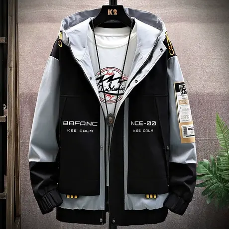 2023新款外套男春秋季工装夹克休闲加绒加厚宽松港风韩版潮流上衣商品大图