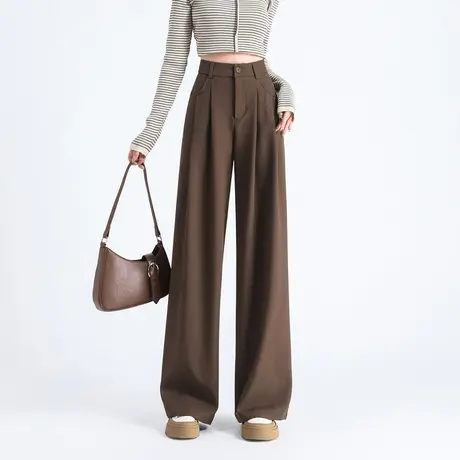 时尚休闲西裤2023年秋季新款女高腰百搭宽松高级韩版通勤直筒裤商品大图