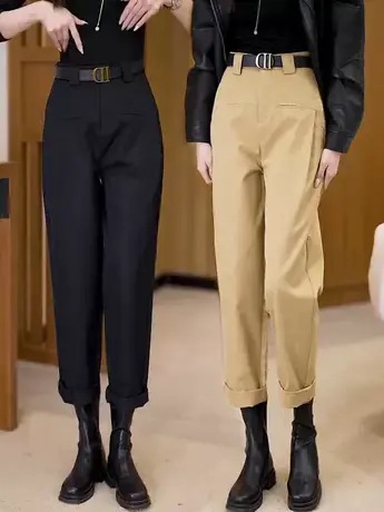 哈伦裤女2023秋季新款爆款裤子显瘦镰刀裤宽松西装裤直筒休闲女裤商品大图