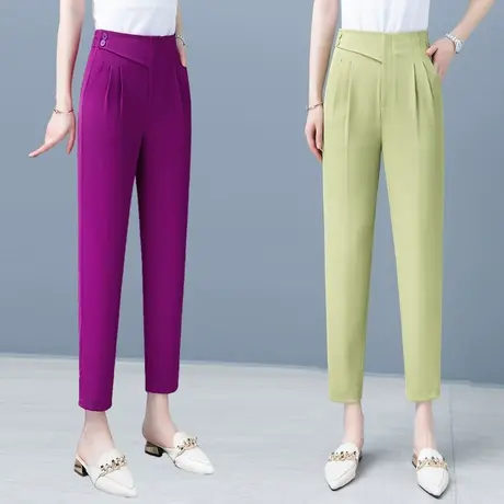 冰丝九分西装裤女高腰秋季2024年新款时尚宽松休闲裤显瘦哈伦裤子商品大图