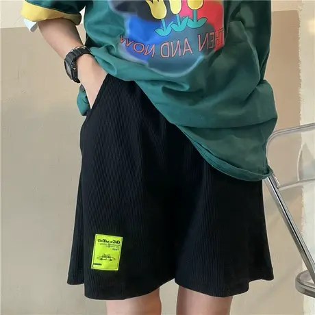 红续短裤女夏季轻薄透气高腰显瘦宽松运动休闲阔腿五分中裤ins潮商品大图