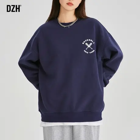 男士藏青色卫衣新款2023爆款美式外套秋季男秋装上衣情侣装打底衫图片