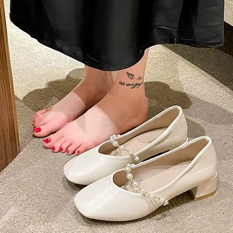 玛丽珍女鞋2024年夏季新款网红晚晚鞋配裙子高跟粗跟单鞋女仙女风图片