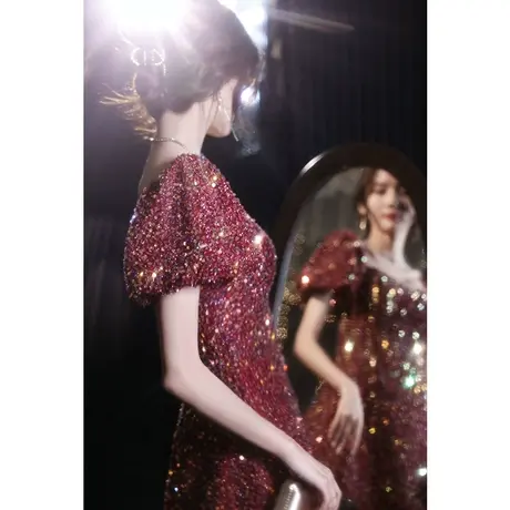 主持人礼服女夏季高档独唱大合唱演出服女长裙红歌爱国新款中国风图片