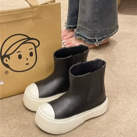 雨鞋女款韩版时尚网红外穿厚底耐磨水鞋防水防滑短筒四季户外雨靴商品大图