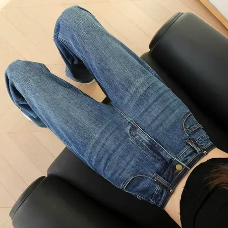 直筒牛仔裤女2024年春秋新款高腰宽松显瘦垂感百搭窄版阔腿拖地裤图片