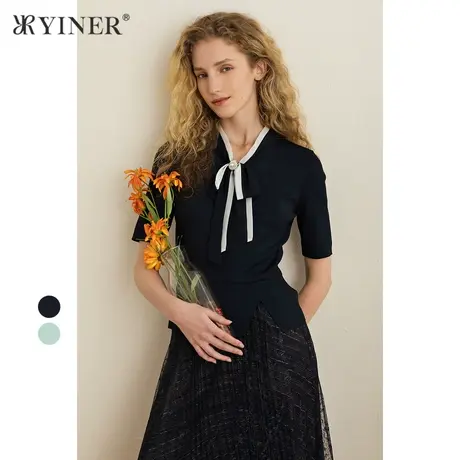 YINER音儿女装夏季气质通勤优雅毛针织衫商品大图