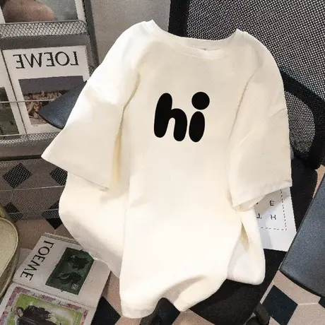 超火cec短袖t恤女装2024新款潮纯棉泫雅风半袖宽松韩版纯色上衣夏商品大图