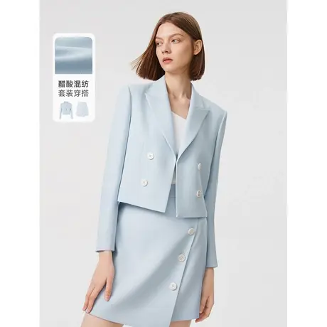 朗姿法式高级感气质短外套春季新款显瘦别致独特薄款上衣女图片