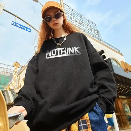 Nuthink美式复古vibe卫衣男ins国潮港风潮流oversize加绒加厚春季商品大图