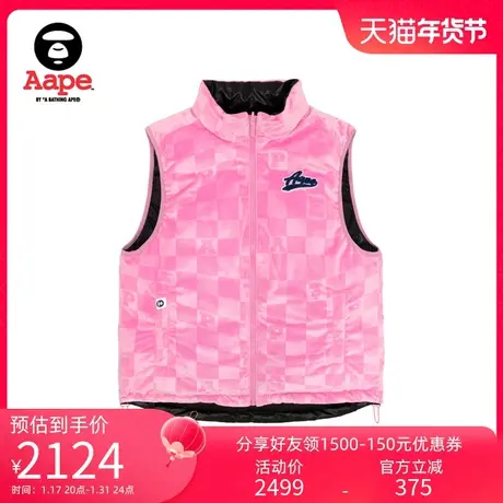 Aape旗舰店女装猿人徽章双面穿绒面格纹羽绒马甲背心7619XXL商品大图
