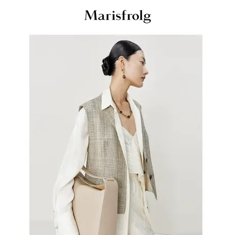 【陶瓷扣设计】玛丝菲尔2022年春季新款杏色提花衬衫图片