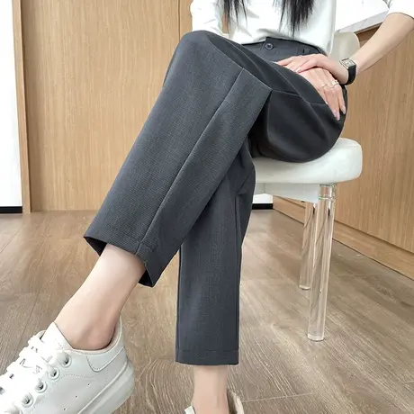 九分西装裤女春季新款高腰显瘦宽松直筒裤小个子哈伦裤休闲烟管裤商品大图