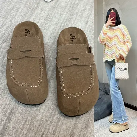复古勃肯鞋子女2024新款厚底包头半拖鞋女夏外穿穆勒懒人休闲时尚图片