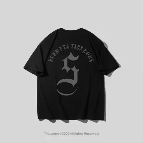 Ohlyah简约哥特短袖t恤男夏季2023新款宽松休闲情侣百搭ins潮牌图片