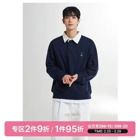 SPAO韩国同款春季新款男女情侣装休闲圆领卫衣外套SPMWD49C12图片