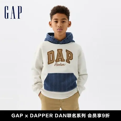【DAP联名系列】Gap男女童2024春季新款拼接宽松连帽卫衣890857商品大图
