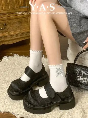 爆款玛丽珍鞋女2024春秋季新款法式单鞋复古方头鞋子厚底小皮鞋潮商品大图