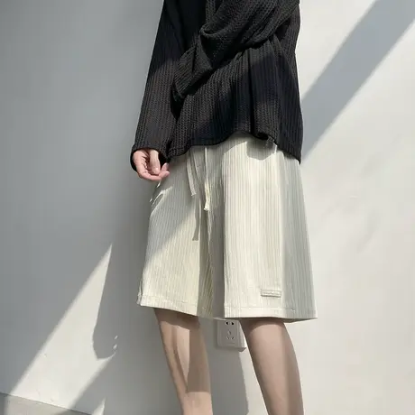 休闲运动男士短裤夏季薄款港风复古潮牌五分沙滩裤外穿宽松大裤衩图片