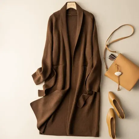 中长款针织开衫慵懒风毛衣外套文艺复古宽松大衣休闲百搭2021新款商品大图