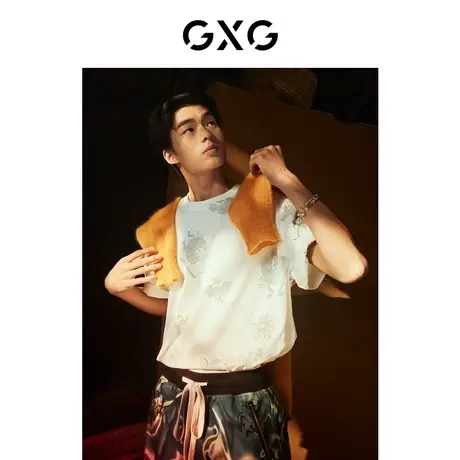 GXG男装 商场同款设计师Paola联名短袖满印花朵T恤图片