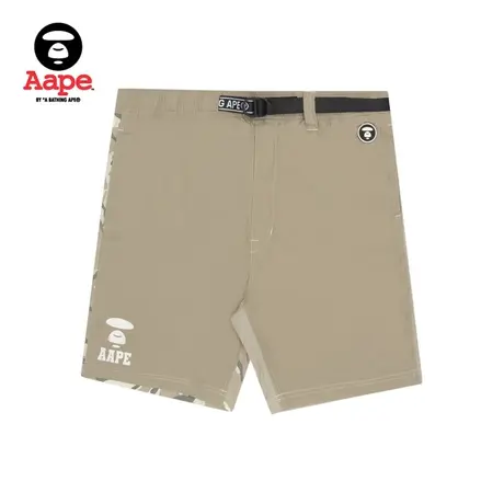 Aape旗舰店男装春夏猿颜徽章简约迷彩拼接腰带装饰短裤6849XAI商品大图
