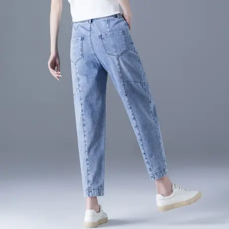 浅色牛仔裤女2023年新款宽松裤子九分哈伦裤春秋女裤老爹裤萝卜裤商品大图