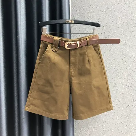 2023秋季新款纯色设计感宽松百搭牛仔五分裤女高腰显瘦直筒阔腿裤商品大图