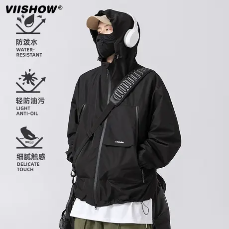 VIISHOW美式三防户外冲锋夹克男秋季防水连帽夹克复古工装机能外图片